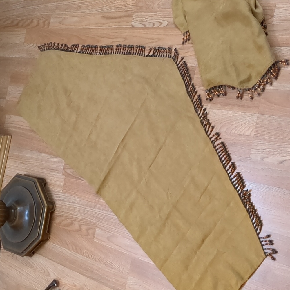 Brown Curtain Valance with Beads